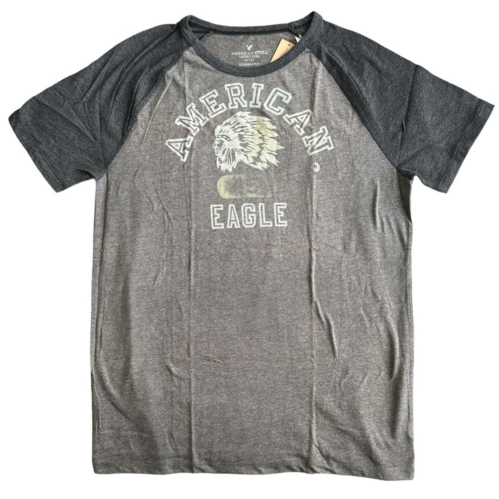 American Eagle Men’s Classic Fit Crewneck Gray Graphic Tee Size Medium NWT